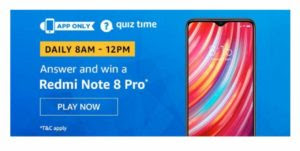 Amazon Mi Redmi Note 8 Pro Quiz Answers