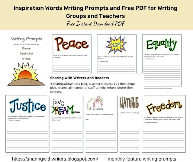 Inspirational Words Writing Prompts and Free PDF for Writing Groups and Teachers