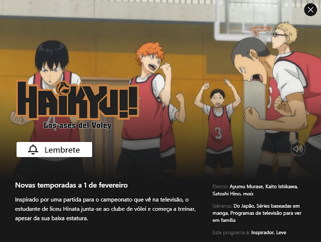 Haikyuu!! em Fevereiro 2023 na Netflix