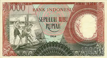 10.000 Rupiah 1964 - Merah (Pekerja Tangan III)