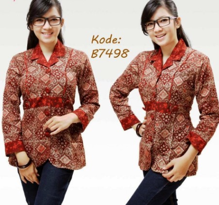 15 Model Baju Batik Lengan Panjang Wanita Modern 2019