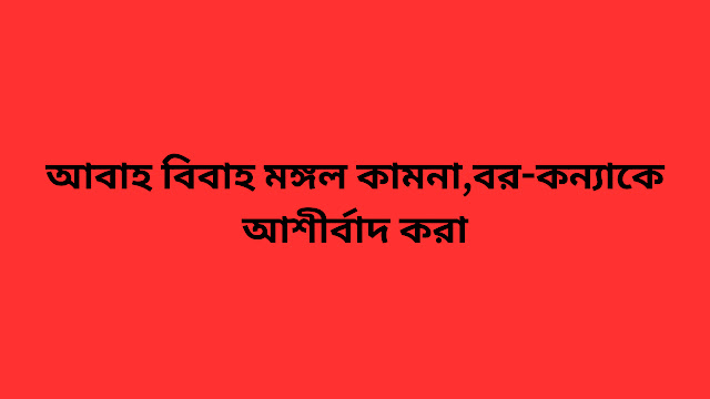 আবাহ বিবাহ মঙ্গল কামনা,বর-কন্যাকে আশীর্বাদ করা