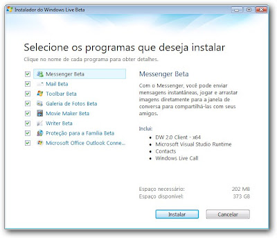 Windows Live Messenger 2009 Beta PT-BR - Pacote Windows Live Completo