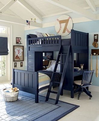 blue boy's room with baseball theme. Love the colors. My favorite room 