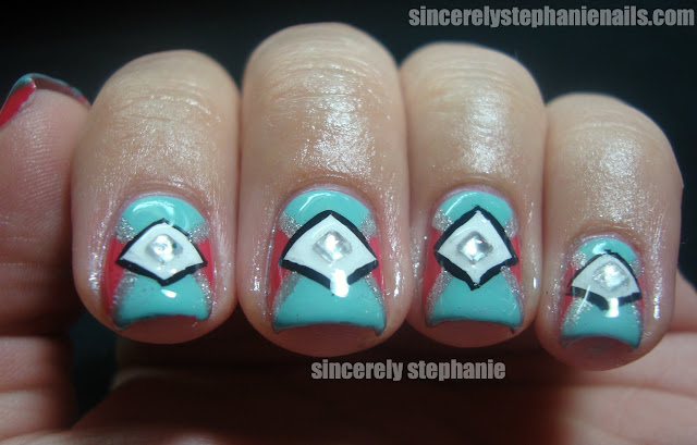 triangle diamond nail art