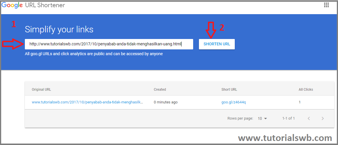 Google URL Shortener - TutorialsWB