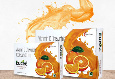 Eucee Vitamin C chewable Tablets 500 mg-Immunity-antioxidant-skincare(120 tablets) (Orange)