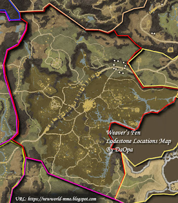 Weaver's Fen lodestone node locations map