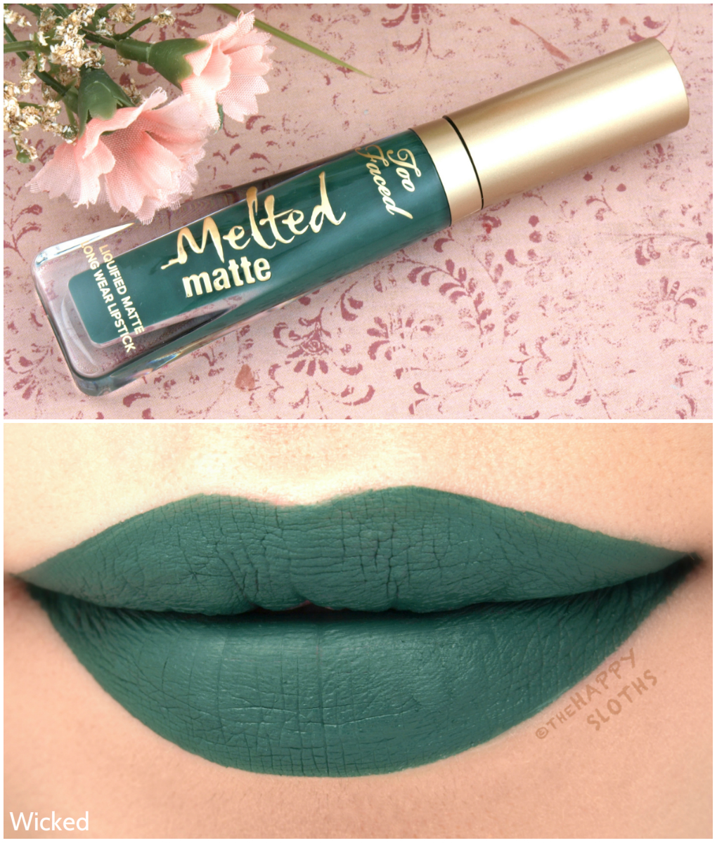 Too Faced Melted Matte Liquified Matte in "Wicked": Review and Swatches