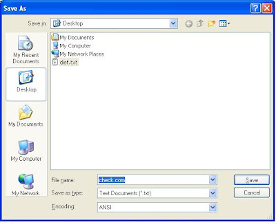 Notepad Save dialog