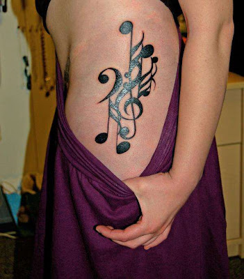Side piece Music Notes Tattoo