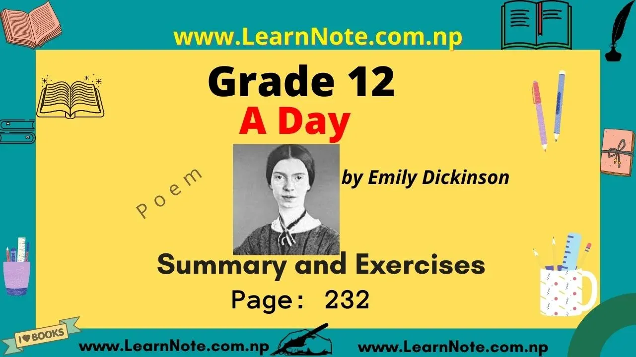 Summary of the poem A Day by Emily Dickinson