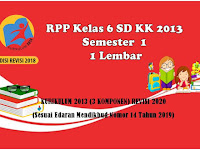 Download RPP Satu Lembar  Kelas 6 SD/MI Semester 1 KK 2013