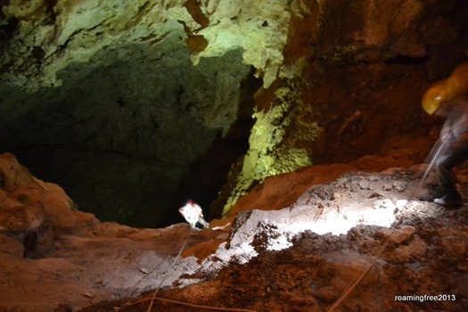 Rangers going into the bottomless pit to pick out trash