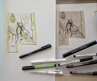 Artist Dawn Hunter's study of Cajal's scientific drawing at the Instituto Cajal, Madrid, Spain.