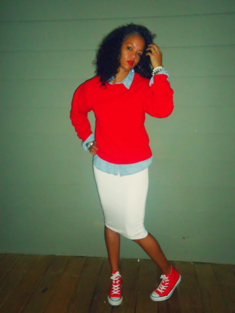 Midi Skirt and Converse