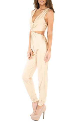 Cream Colored Jumpsuit StyleWe - A Glimpse of Glam Andrea Tiffany