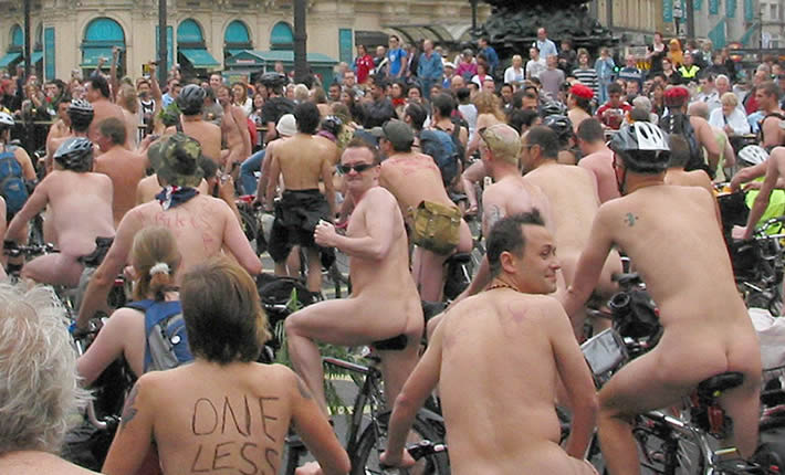 A naked bike ride event staged worldwide had a tragic accident mar the event