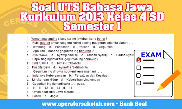 Soal Uts Bahasa Jawa Kurikulum 2013 Kelas 4 Sd Semester 1