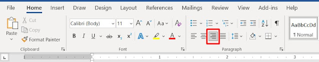 Text Alignment in MS Word-right