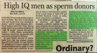 High IQ men as sperm donors - Dr Shivani Sachdev Gour