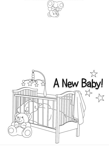 New Baby Colouring Card