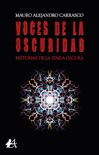 Portada del libro Voces de la oscuridad de Mauro Alejandro Carrasco. Editorial Adarve, Editoriales de España