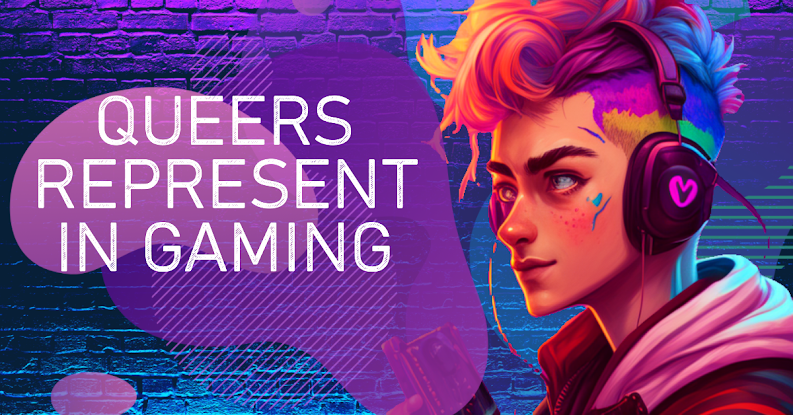 Banner with title and concept art portrait of a gamer in a cartoon style.