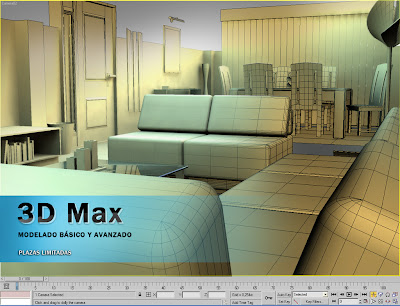modelo 3D max habitación muebles modelado malla diseño curso 3D