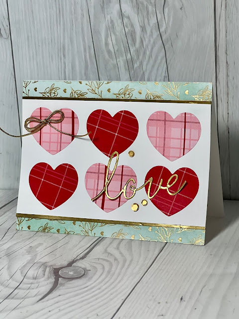 Valentine with hearts and gold foil accents using Stampin' p! Most Adored Specialty Designer Series Paper