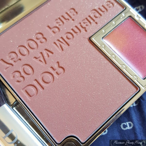 close up of peach and gold glitter powder in Dior limited edition compact