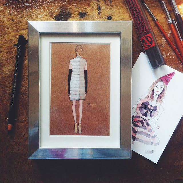 Kitty N. Wong / Framed Fashion Illustration