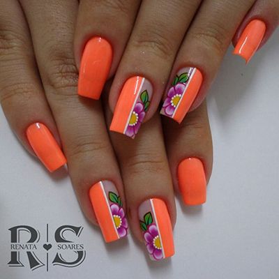 unhas decoradas laranja 1