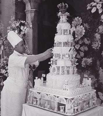 They sliced the sixtier wedding cake with the Prince's sword