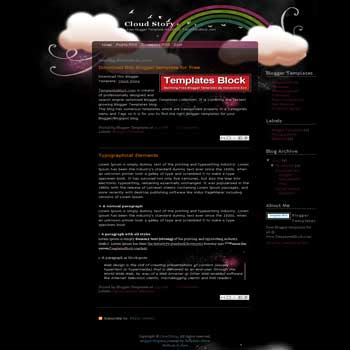 Cloud Story blogger template converted from wordpress theme to blogger. black template blogger