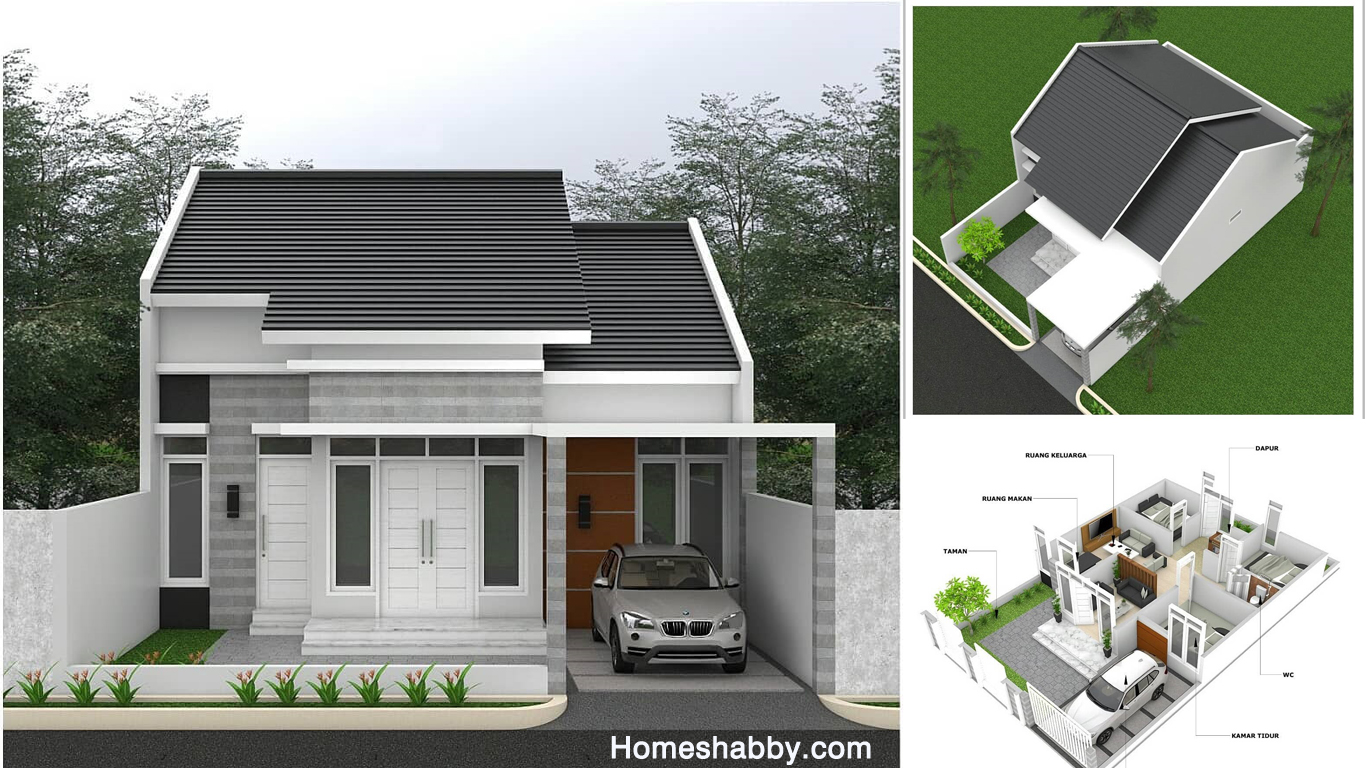 Desain Dan Denah Rumah Bergaya Minimalis 3 Kamar Tidur Dengan Ukuran Bangunan 8