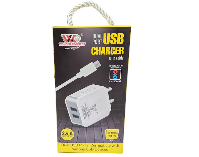 Wonder Connect Dual USB Port Charger With Cable
