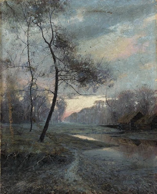 Alexei Kondratyevich Savrasov, Rural Landscape at Sunset painting