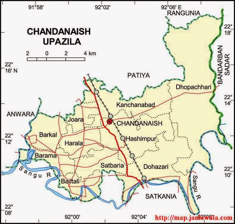 chandanaish upazila map of bangladesh