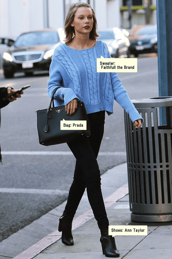 Celeb Fashion Style テイラー スウィフト Taylor Swift フェイスフルザブランドのセーター アンテイラーのブーツ