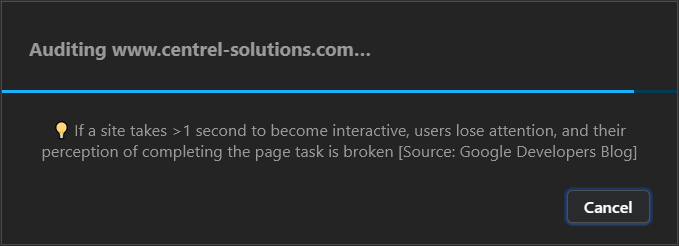 Screenshot of tip 2 shown during Lighthouse audit in Google Chrome developer tools