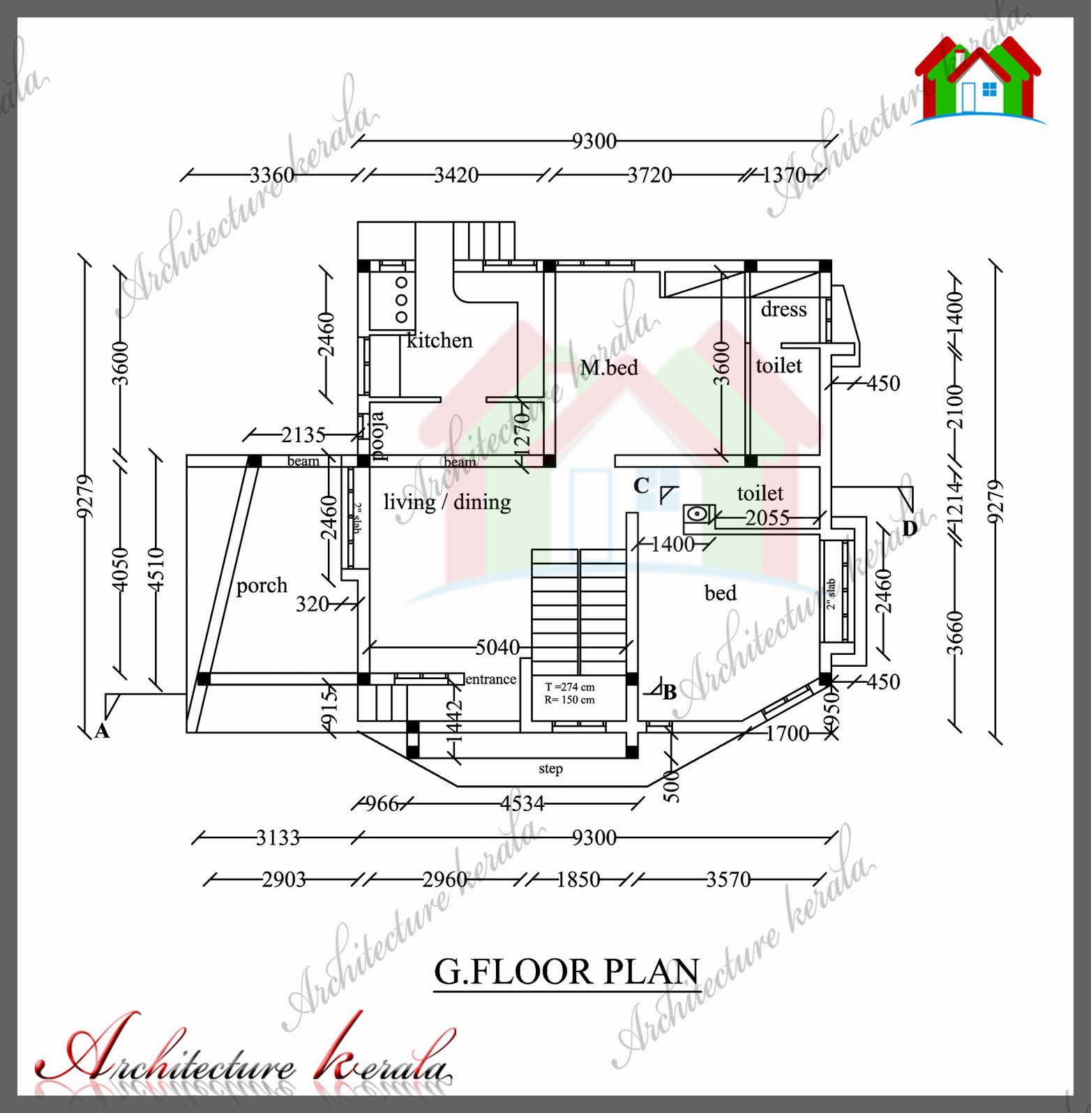 1800 SQ FT HOUSE  PLAN  WITH DETAIL DIMENSIONS 