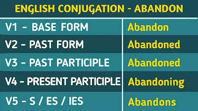 English Conjugation Verb to Abandon, Abandon Base Form v1 v2 v3 v4 v
