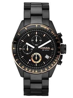 Fossil Men's Chronograph Black Stainless Steel Bracelet Watch
