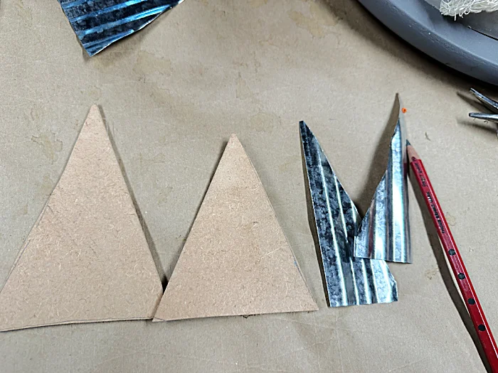 corrugated triangles and chip board triangles