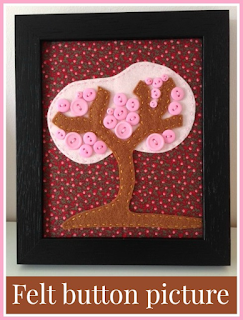 Felt and button tree picture in pink and brown