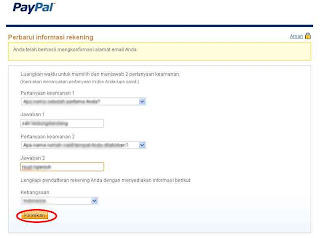 Informasi rekening Cara Mendaftar Paypal