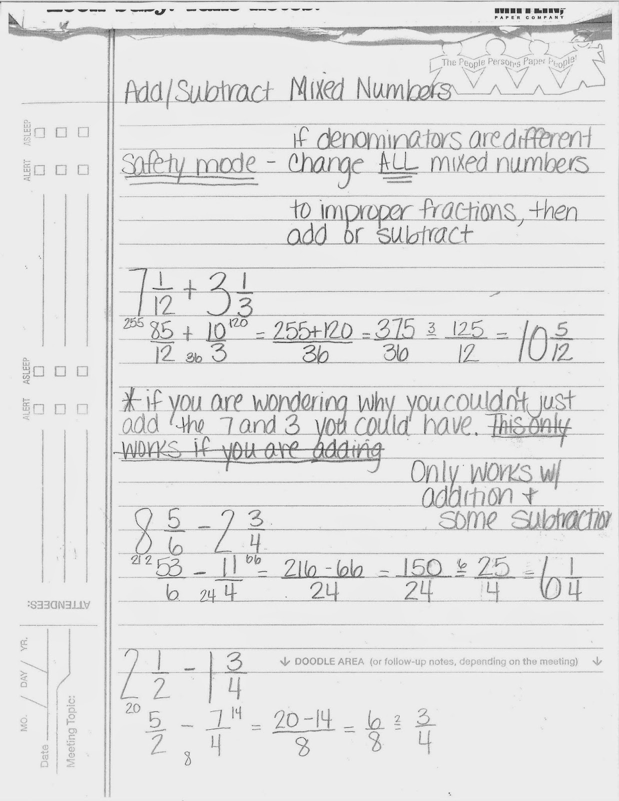 Mrs. White's 6Th Grade Math Blog: Adding And Subtracting Fractions & Mixed Numbers