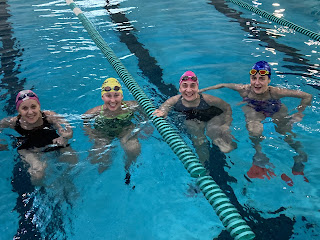 Our first swim without Coach.