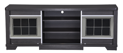 Dark Brown| Particle Board| 7 shelves 2 drawers| Sliding Doors| Length 149cm Height 57cm Depth 46cm| Maximum TV size 55"